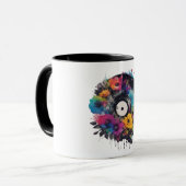 Vinyl Datensatz mit farbigen Blume Tasse (Vorderseite Links)