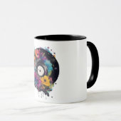 Vinyl Datensatz mit farbigen Blume Tasse (VorderseiteRechts)