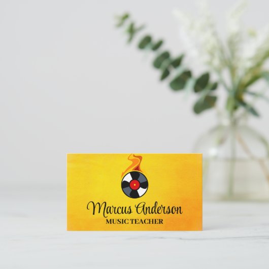 Vinyl Flame-Logo aufzeichnen | Musik Visitenkarte (Stehend Vorderseite)