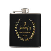 Vinyl flask with personalized black design  flachmann (Vorderseite)
