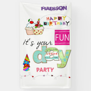 Vinyl Happy Birthday Calendar FUN Cupcake Banner