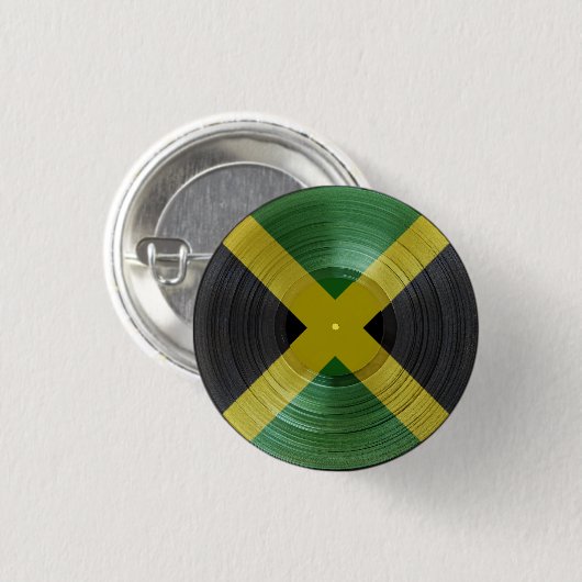 Vinyl Jah Music Rasta Reggae Roots Button (Vorne & Hinten)