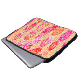 "Vinyl Jazz" abstrakt - orange, fuchsia, rosa Laptopschutzhülle (Vorne Knopf)