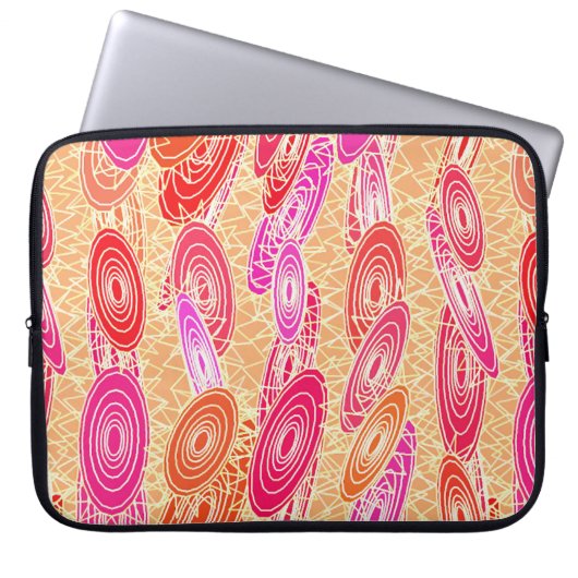 "Vinyl Jazz" abstrakt - orange, fuchsia, rosa Laptopschutzhülle (Vorderseite)