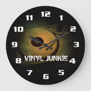 Vinyl-Junkie alte Retro-Drehteller Große Wanduhr