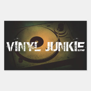 Vinyl-Junkie alte Retro-Drehteller Rechteckiger Aufkleber
