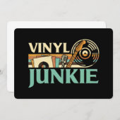 Vinyl Junkie LP Records DJ Turntable Music Collect Einladung (Vorne/Hinten)