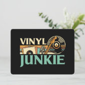 Vinyl Junkie LP Records DJ Turntable Music Collect Einladung (Stehend Vorderseite)