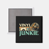 Vinyl Junkie LP Records DJ Turntable Music Collect Magnet (Vorderseite/Rückseite)