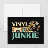 Vinyl Junkie LP Records DJ Turntable Music Collect Postkarte (Vorne/Hinten)