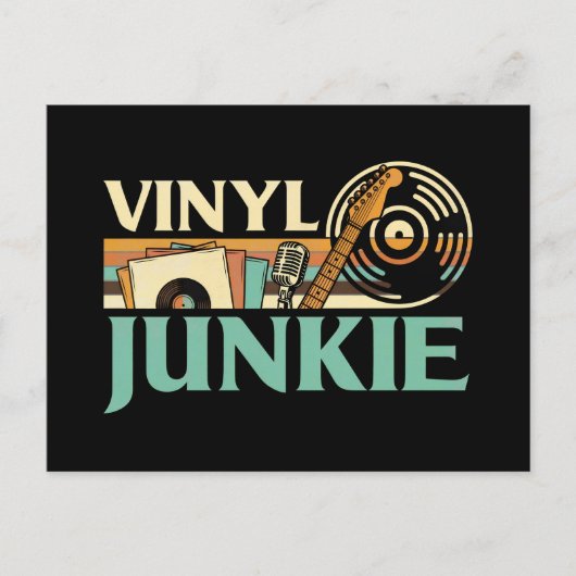 Vinyl Junkie LP Records DJ Turntable Music Collect Postkarte (Vorderseite)