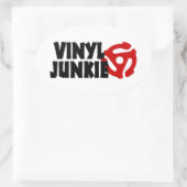 Vinyl Junkie Ovaler Aufkleber (Tasche)