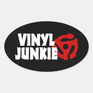Vinyl Junkie Ovaler Aufkleber