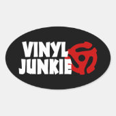 Vinyl Junkie Ovaler Aufkleber (Vorderseite)