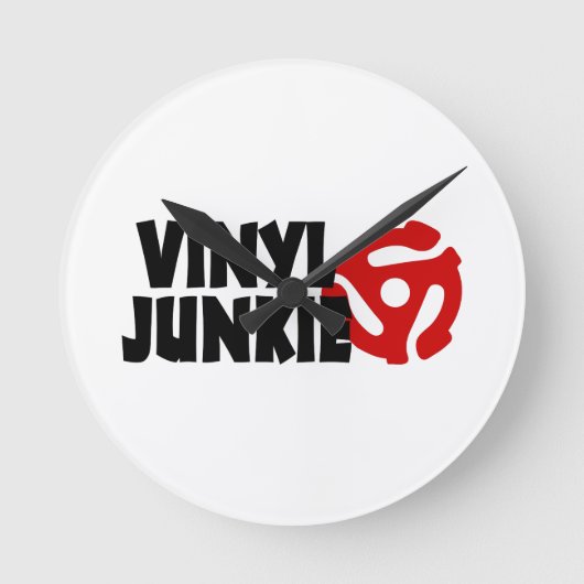Vinyl Junkie Runde Wanduhr (Vorderseite)