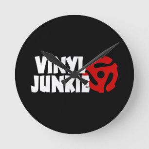 Vinyl Junkie Runde Wanduhr