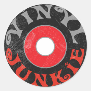 Vinyl-Junkie Runder Aufkleber