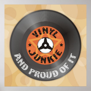 Vinyl Junkie - Und stolz darauf beige Poster