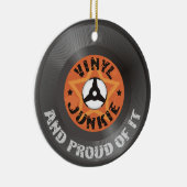 Vinyl Junkie - und stolz darauf Keramik Ornament (Rechts)
