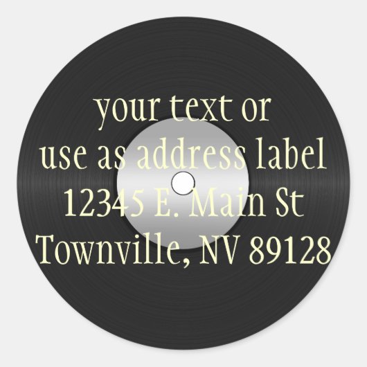 Vinyl-Look LP Record Runder Aufkleber (Vorderseite)