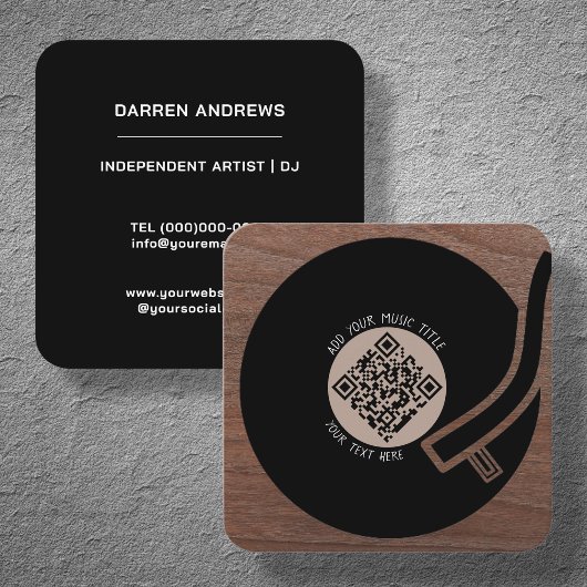 Vinyl LP | Music QR Code Quadratische Visitenkarte