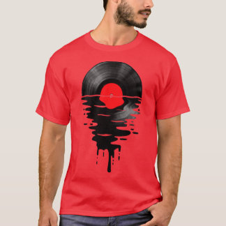 Vinyl-LP-Musikrekord Sonnenuntergang Rot T-Shirt