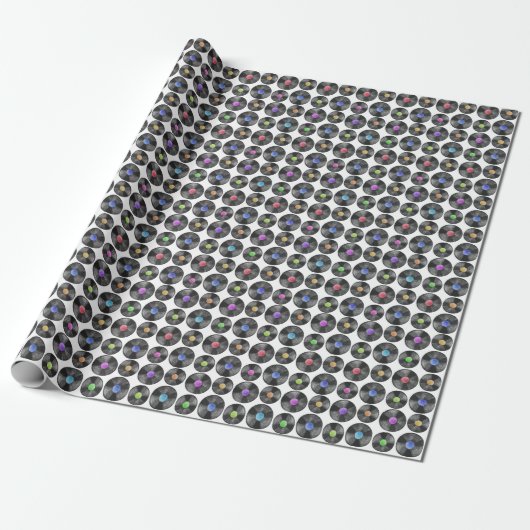 Vinyl LP Platten Retro Illustration Geschenkpapier (Ungerollt)