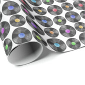 Vinyl LP Platten Retro Illustration Geschenkpapier (Rolleneckpunkt)
