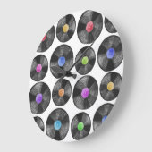 Vinyl LP Platten Retro Illustration Große Wanduhr (Winkel)