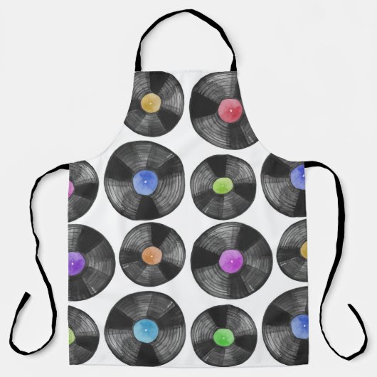 Vinyl LP Platten Retro Illustration Schürze (Vorderseite)
