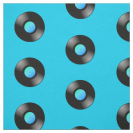 Vinyl LP Record über blaues Muster Stoff