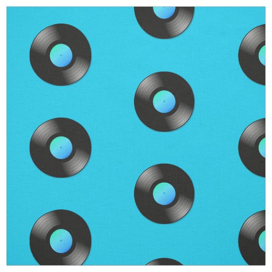 Vinyl LP Record über blaues Muster Stoff (Muster)