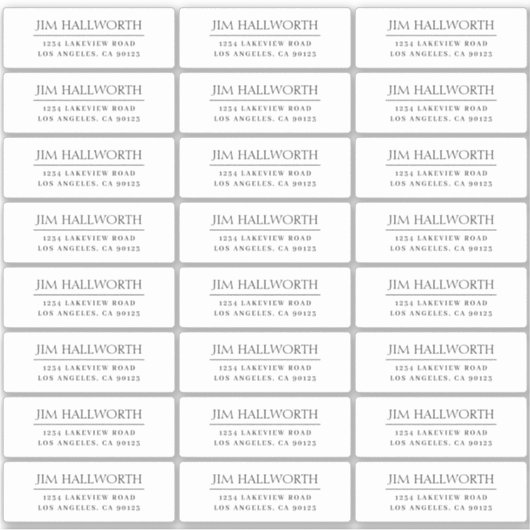 Vinyl Moderne Schwarz-Weiß-Rücksendeadresse Aufkleber (Vorderseite)