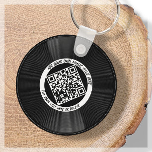 Vinyl Musician DJ QR-Code Schlüsselanhänger