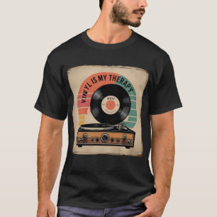 Vinyl My Therapy - Turntable Retro Sunset T - Shir T-Shirt