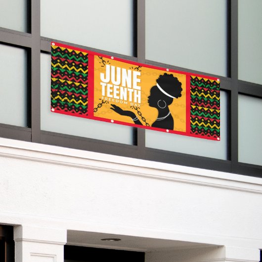 Vinyl Outdoor Banner Juneteenth Feier (Äußeres Gebäude)