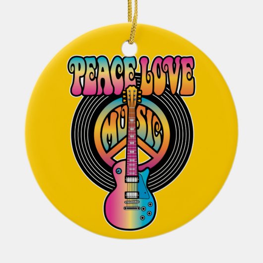 Vinyl Peace Liebe Music Keramik Ornament (Vorne)