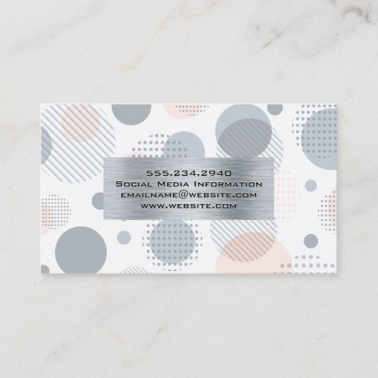 Vinyl Platte | Retro Geometric | Metall Visitenkarte (Rückseite)