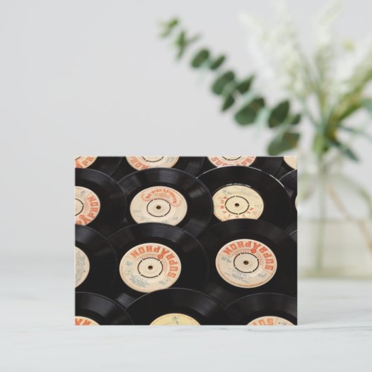 Vinyl-Platten Hintergrund Postkarte (Stehend Vorderseite)