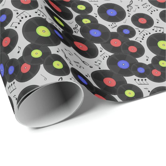 Vinyl-Platten: Muster der Musiknote Geschenkpapier (Rolleneckpunkt)