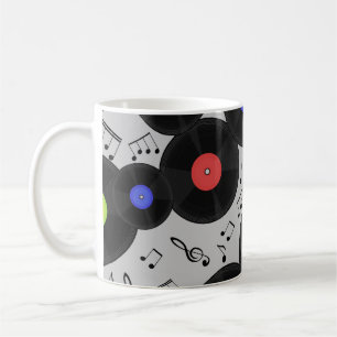 Vinyl-Platten: Muster der Musiknote Kaffeetasse