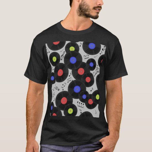 Vinyl-Platten: Muster der Musiknote T-Shirt (Vorderseite)