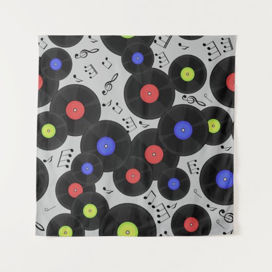 Vinyl-Platten: Muster der Musiknote Wandteppich (Vorderseite (Horizontal))