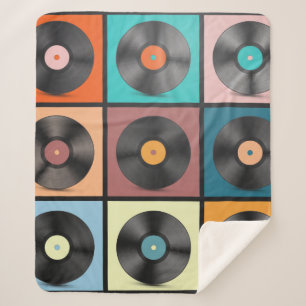 Vinyl-Platten. Retro LP Disks Set Vintag Illustra Sherpadecke