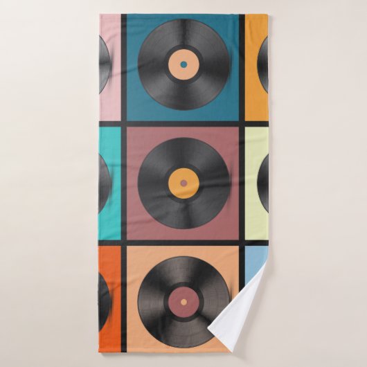 Vinyl-Platten: Retro-LP-Set. Badehandtuch (Badehandtuch)