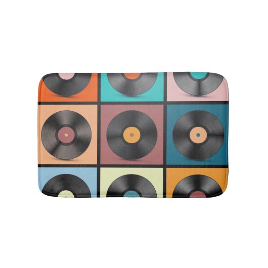 Vinyl-Platten: Retro-LP-Set. Badematte (Vorderseite)