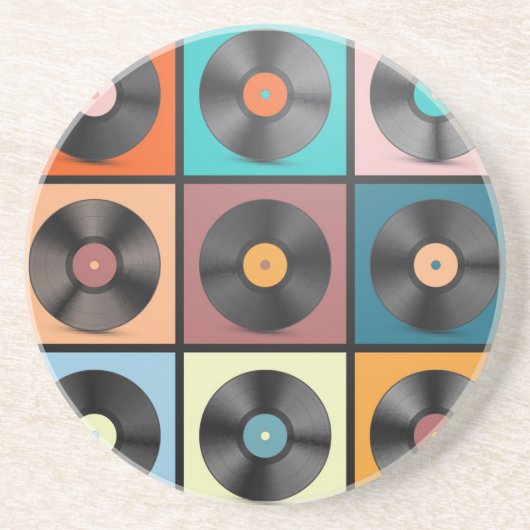 Vinyl-Platten: Retro-LP-Set. Getränkeuntersetzer (Vorne)
