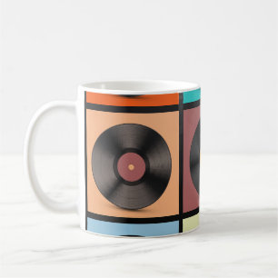 Vinyl-Platten: Retro-LP-Set. Kaffeetasse