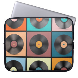 Vinyl-Platten: Retro-LP-Set. Laptopschutzhülle