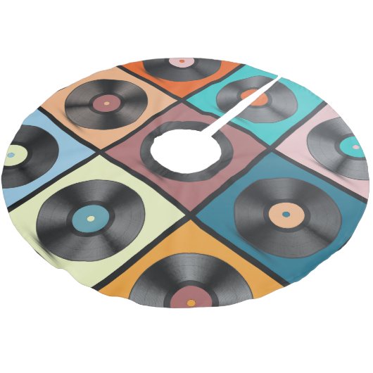Vinyl-Platten: Retro-LP-Set. Polyester Weihnachtsbaumdecke (Schrägansicht)